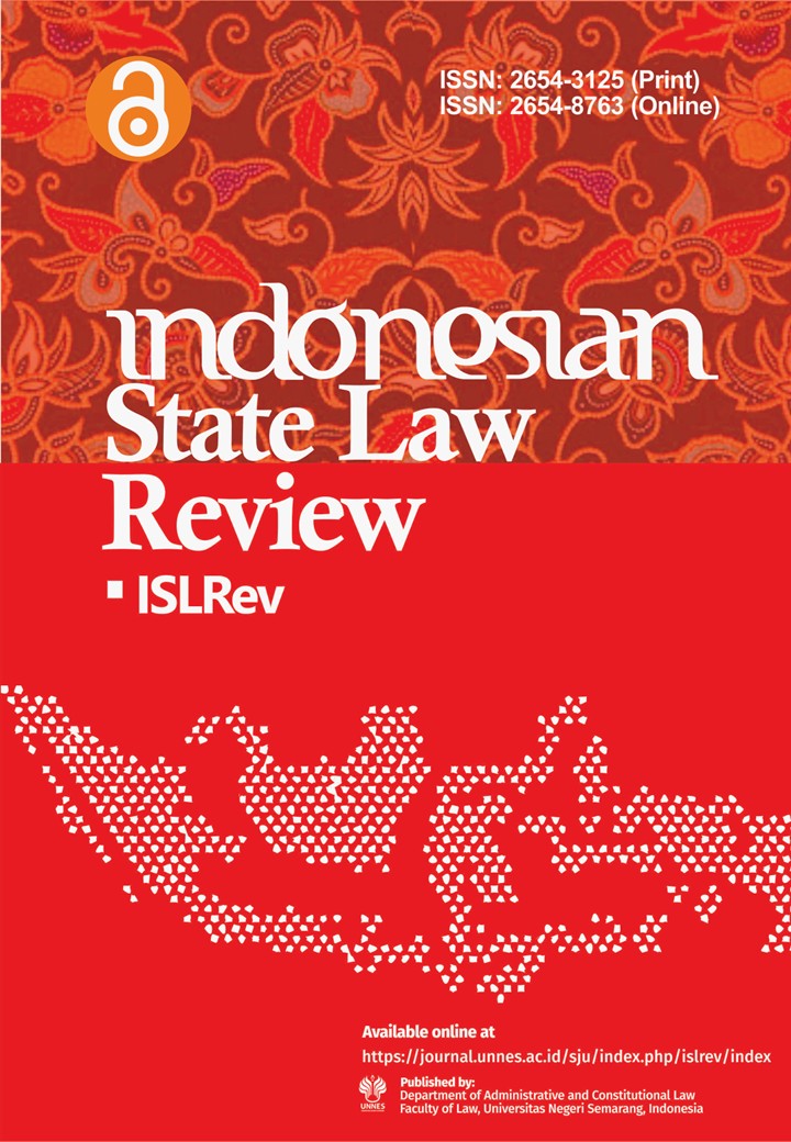					View Vol. 8 No. 2 (2025): Indonesian State Law Review, October 2025
				